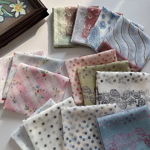 Pañuelo Cuadrado Pequeño de Algodón Estilo Pastoral Fresco para Mujer Transpirable Paisley con Estampado Floral Bandana Pañuelo para el Cuello y el Cabello Accesorios de Chal Artístico Vintage