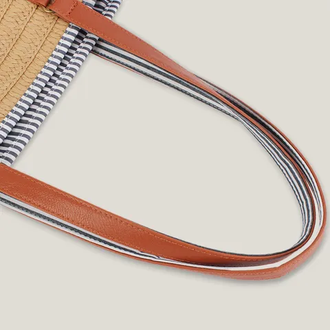 Bolso de Hombro de Papel de Paja Tejido a la Moda para Mujer Bolso de Playa de Gran Capacidad Con Colgante de Borla Estilo Urbano Minimalista
