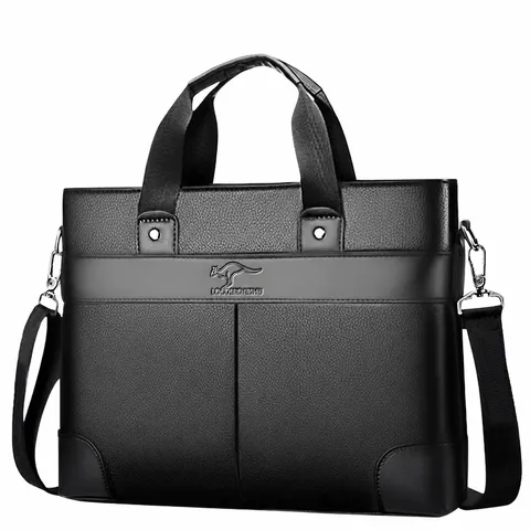 Men Business PU Leather Briefcase Handbag Waterproof Laptop Messenger Bag For Office Travel Large Capacity Splicing Design Bag