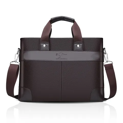 Men Business PU Leather Briefcase Handbag Waterproof Laptop Messenger Bag For Office Travel Large Capacity Splicing Design Bag