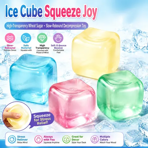 Simulation Ice Cube Squishy Toy Stress Relief Slow Rebound Fidget Toy Transparent Maltose Cube For Adults Teens Office Decor
