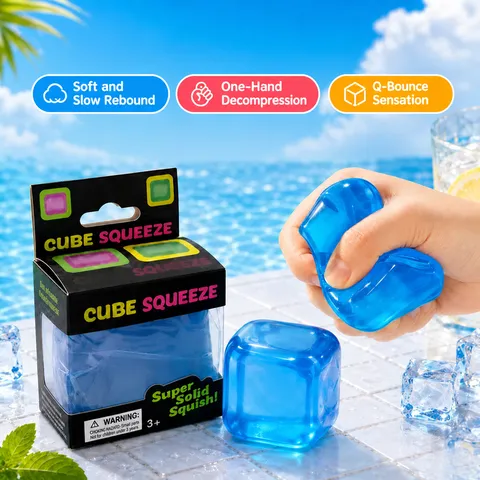 Simulation Ice Cube Squishy Toy Stress Relief Slow Rebound Fidget Toy Transparent Maltose Cube For Adults Teens Office Decor