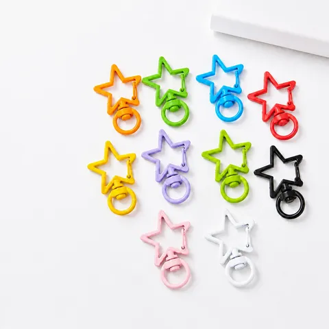 Chiusura a Moschettone Girevole in Lega di Zinco Forma di Stella Cuore Clip Portachiavi Colorata per Pendenti Fai da Te Borse