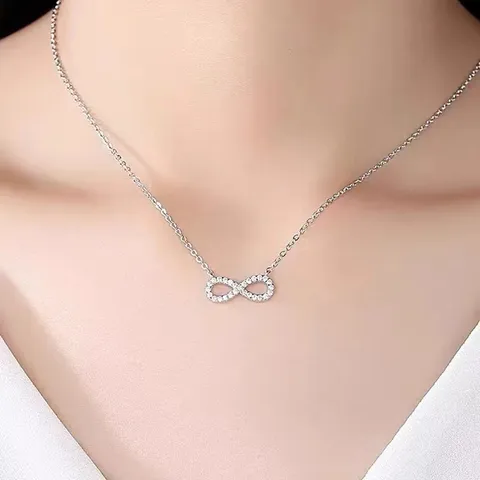 Fashion Alloy Rhinestone Infinity Symbol 8 Pendant Necklace For Women Minimalist Gold Silver Plated Lucky Necklaces Daily Jewelry Gift