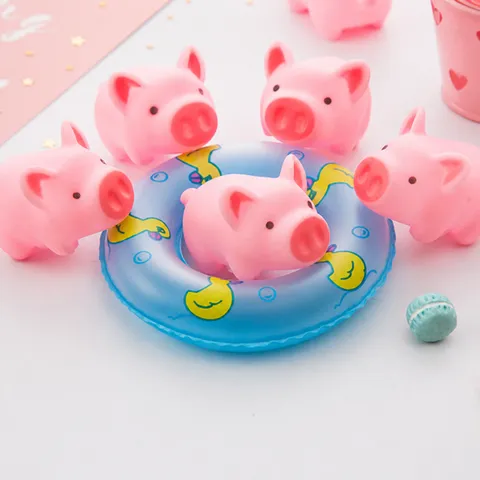 Cute Pink Pig Squeaky Squishy Toy For Stress Relief Soft Plastic Piggy Animal Fidget Toy Creative Prank Gift For Kids Adults Yellow