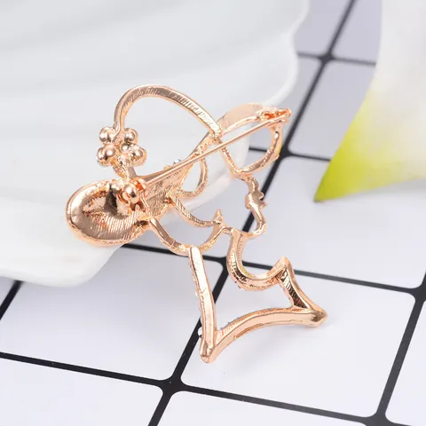 Broche Dame Moderne Ajourée en Alliage Strass Élégant Épingle de Revers pour Femmes Accessoires de Vêtements Cadeau