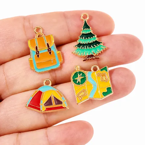 Dijes de Esmalte de Aleación de la Serie Camping Bosque Para Hacer Joyas de Bricolaje Colgantes Motivos al Aire Libre Para Llavero Cadena de Teléfono Accesorios de Bolso
