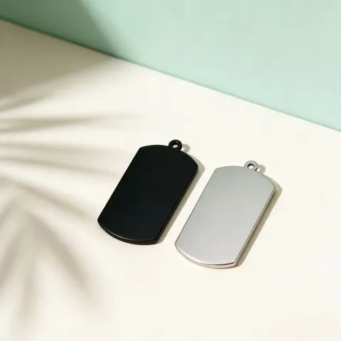 Stainless Steel Military Dog Tag Blank Pendant Mirror Polished Rectangle Charm For DIY Jewelry Making Anti Lost Pet ID Tag Accessories