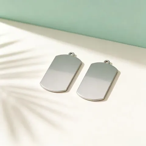 Stainless Steel Military Dog Tag Blank Pendant Mirror Polished Rectangle Charm For DIY Jewelry Making Anti Lost Pet ID Tag Accessories