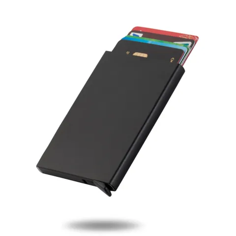 Aluminum Alloy Automatic Pop-Up Card Holder RFID Blocking Slim Metal Wallet Minimalist Credit Card Case For Men Women Daily Business Travel