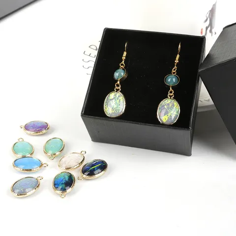 Vintage Copper Edged Double Sided Cloud Pattern Pendants DIY Jewelry Making Water Drop Fan Oval Charms Necklace Accessory