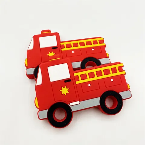 Food Grade Silicone Fire Truck Baby Teether Infant Teething Relief Toy BPA Free Soft Molar Toy For Newborn Colorful Cartoon Vehicle Shape