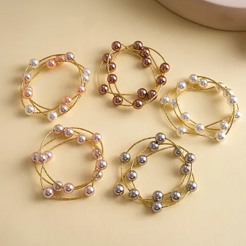 Pulsera Multihilo Retro De Cobre Chapado En Oro De 14K Con Perlas Artificiales Para Mujer Joya De Moda Hecha a Mano Elegante
