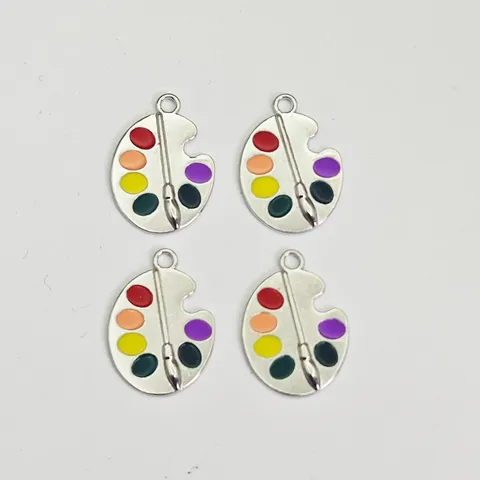 Fashion Artist Palette Paintbrush Enamel Charms Zinc Alloy DIY Jewelry Accessories For Earring Necklace Pendant Crafting Supplies