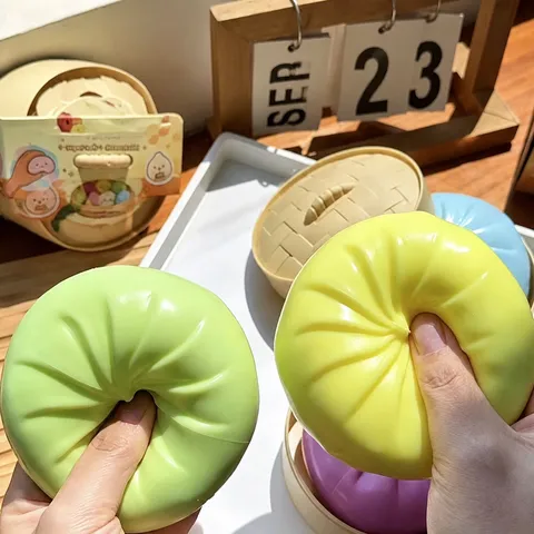 Simulated Steamed Bun Squishy Toy Soft TPR Building Block Sensory Fidget Ball Stress Relief Toy For Kids Adults Gift