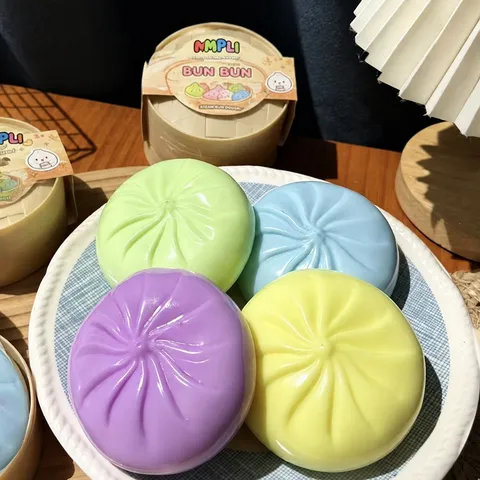 Juguete de Bollo al Vapor Simulado Squishy Suave TPR Bloque de Construcción Sensorial Fidget Ball Alivio del Estrés para Niños Adultos Regalo