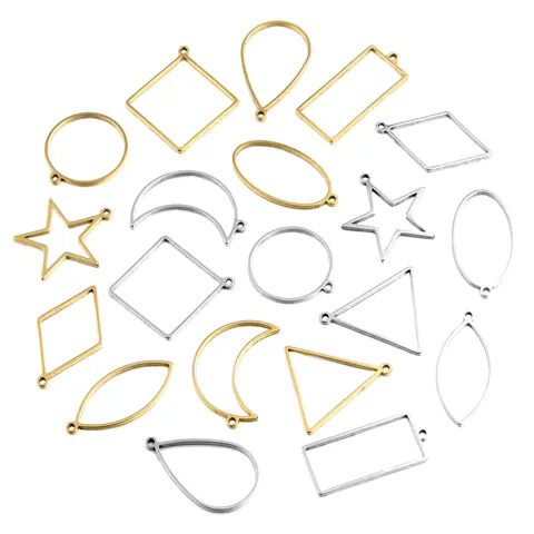 Colgantes Geométricos de Acero Inoxidable para Joyería DIY Conectores de Marco Estrella Luna Círculo Color Oro Acero Manualidades