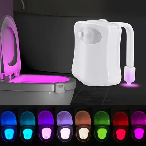 Luce Notturna per WC Smart LED con Sensore di Movimento 8/16 Colori Cangianti Batteria Lampada Atmosfera Bagno Accessori