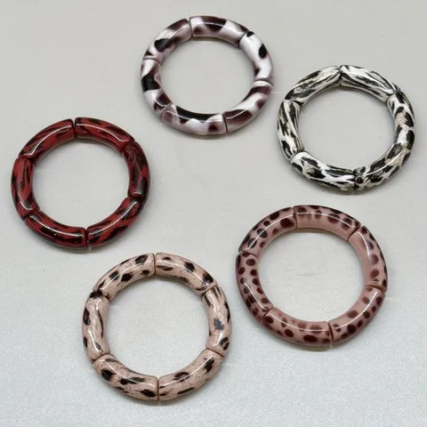 Acrylic Iridescent Leopard Print Round Bracelet For Women Fashion Ins Style Personalized Bangle Light Luxury Hand Jewelry Accessory