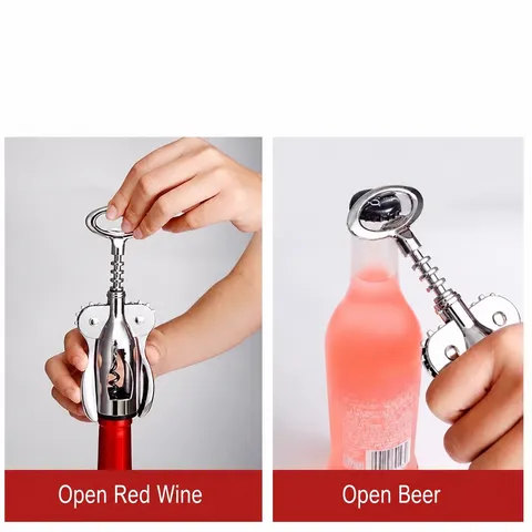 Professioneller Zinklegierung Flügel Korkenzieher Weinöffner Multifunktionaler Bierflaschenöffner Manueller Hebel Korkenzieher