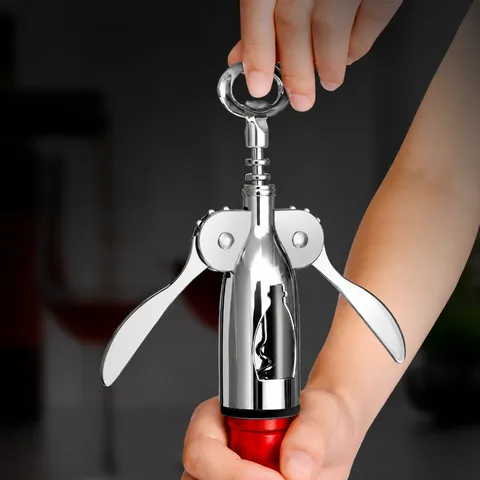 Professioneller Zinklegierung Flügel Korkenzieher Weinöffner Multifunktionaler Bierflaschenöffner Manueller Hebel Korkenzieher