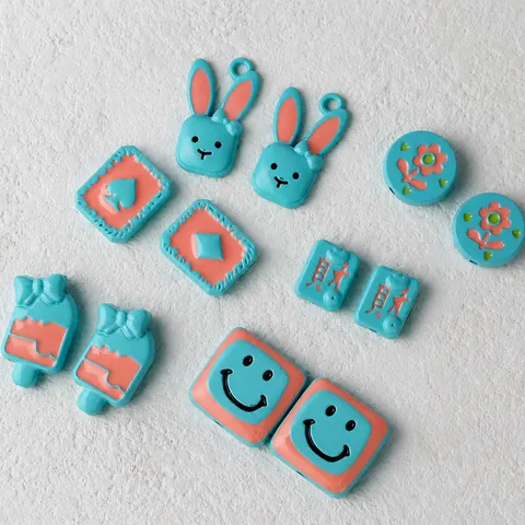 Accessori per Gioielli Fai-da-te in Lega Resina Perline Cartoon Macaron Colore Faccina Sorridente per Collana Bracciale Ciondolo Catena del Telefono
