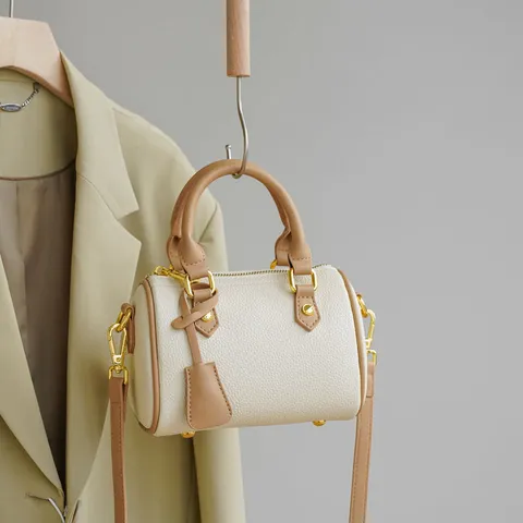 Women Fashion PU Leather Boston Pillow Crossbody Bag Stylish Small Shoulder Handbag Gold Hardware Daily Commuting Bag