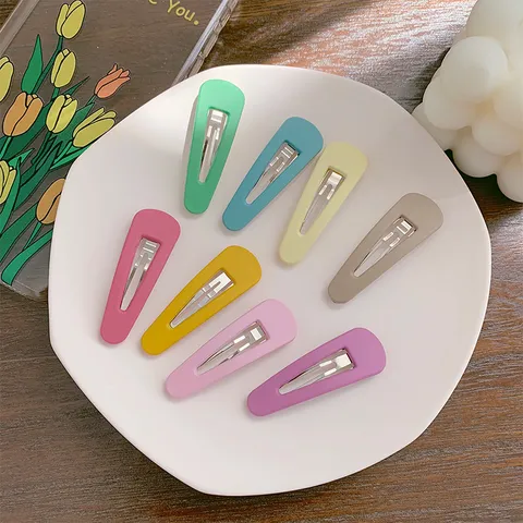 Haarspangen Im Koreanischen Stil Matte Bunte Snap-Clips Legierung Harz Geometrische Haarnadeln Süße Macaron-Farbe Barrettes Für Frauen Mädchen Täglich