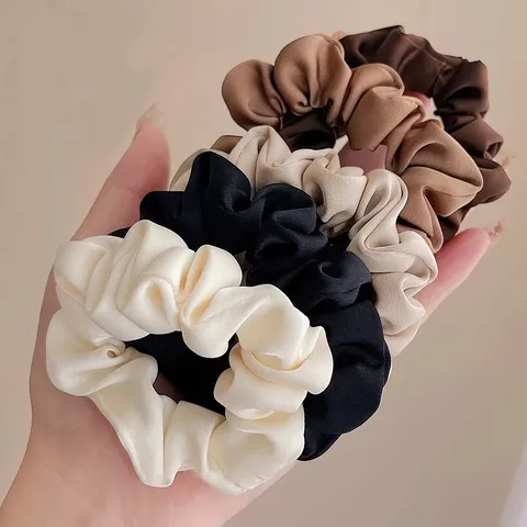 Französischer Stil Satin Haargummis Einfarbig Große Elastische Haarbänder Elegante Kopfbedeckung Für Damen Alltag Haarschmuck