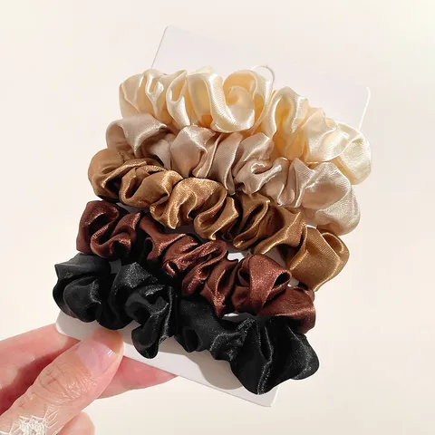 Französischer Stil Satin Haargummis Einfarbig Große Elastische Haarbänder Elegante Kopfbedeckung Für Damen Alltag Haarschmuck