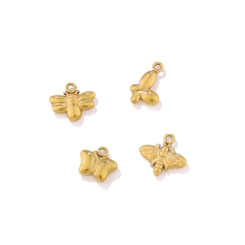 Stainless Steel Small Flower Butterfly Charm Pendant Vacuum 18K Gold Plated Geometric Sun Hanging For DIY Jewelry Making Accessories