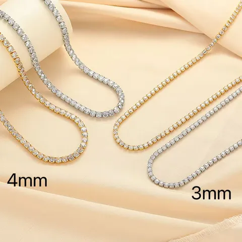 Luxe Koper Zirconia Tennis Ketting Voor Dames Heren Unisex Iced Out Strass Bling Ketting Sieraden Cadeau Feest Accessoire