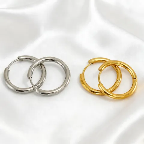 Pendientes de Aro de Acero Inoxidable para Mujeres Hombres Minimalistas Pequeños Pendientes Redondos Hipoalergénicos Oro Plata Joyería de Moda