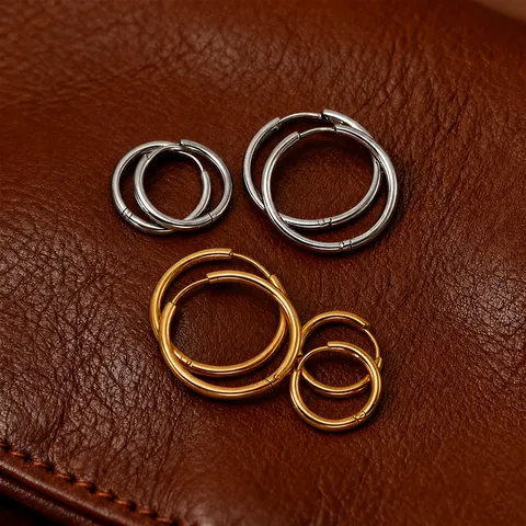 Stainless Steel Hoop Earrings For Women Men Minimalist Small Round Ear Buckles Hypoallergenic Gold Silver Fashion Jewelry Ear Accessory Daily Wear
