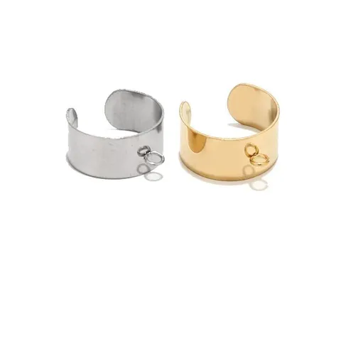 Stainless Steel Round Wide Open Ring Pendant 304 Material Vacuum Plated Handmade DIY Jewelry Accessories For Charms Making Gold Silver DIY Finger Ring Charm