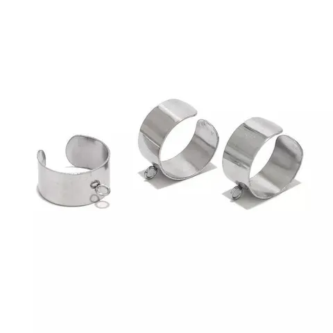 Stainless Steel Round Wide Open Ring Pendant 304 Material Vacuum Plated Handmade DIY Jewelry Accessories For Charms Making Gold Silver DIY Finger Ring Charm