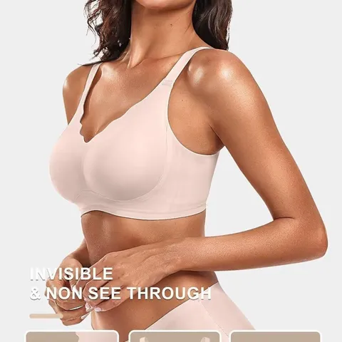 Women's Plus Size Seamless Bra Jelly Strip Support Push Up Gathered Wireless Soft Top Lingerie For Big Chest Thin Lingerie