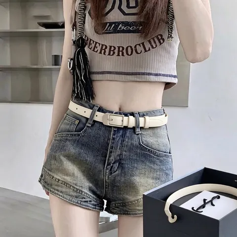 Minimalistischer Damen PU Gürtel Mit Quadratischer Legierungs-Nadelschnalle Einfarbiger Taillengürtel Für Jeans Kleider Damen Mode Accessoires