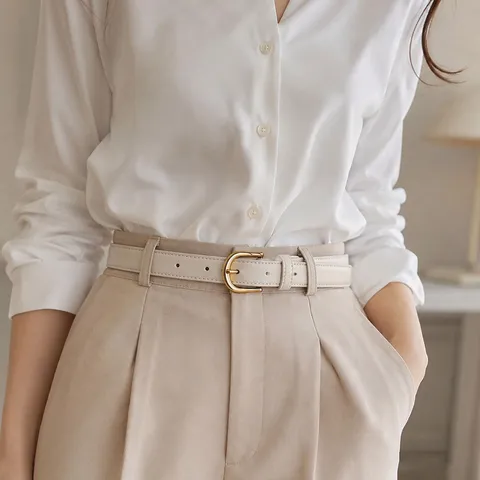 Damen Mode PU Ledergürtel Goldene Legierung Dornschließe Minimalistischer Einfacher Hüftgürtel Für Jeans Kleider Pendler Stil