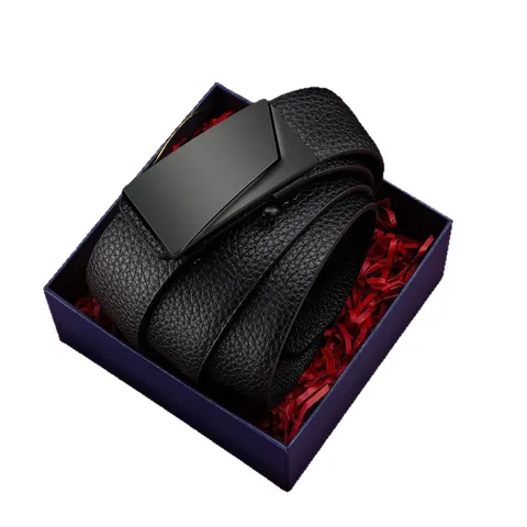 Herren Mode PU Leder Gürtel Automatische Schnalle Lychee Muster Bund Geschenkbox Formelle Business Riemen Zubehör
