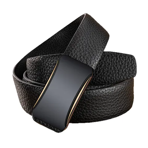 Herren PU Ledergürtel Automatische Legierungsschnalle Litschi Muster Business Casual Hüftgurt Mit Personalisierter Geschenkbox Luxus Mode Gürtel Für Männer