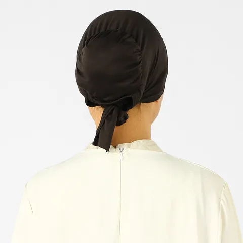Bonnet Sous-Hijab en Coton Mercerisé pour Femme Design à Nouer Élastique Turban Couleur Unie Respirant Coiffe de Prière Ethnique