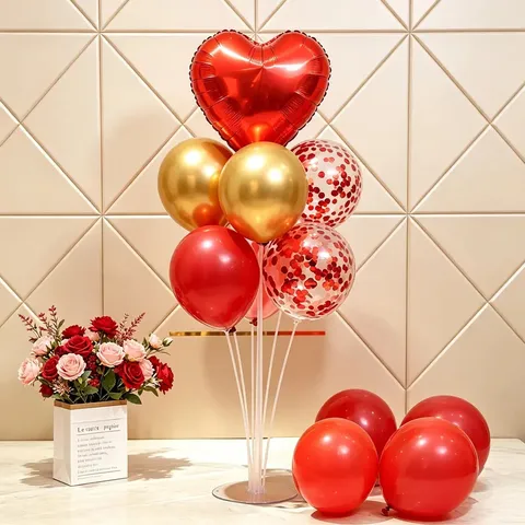 Heart Shaped Aluminum Foil Balloon Table Float Column Desktop Decoration For Birthday Wedding Party Event Layout Kit