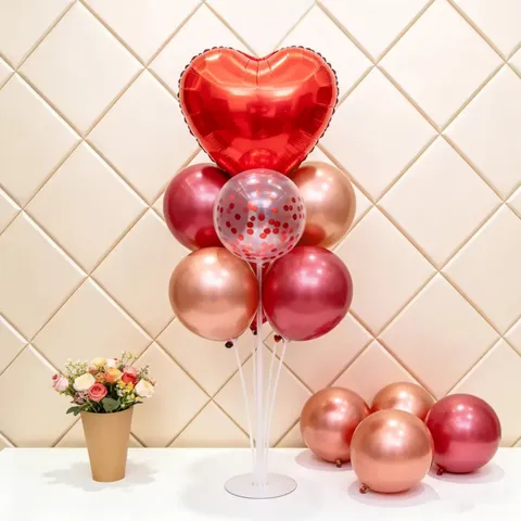 18 Pouces Cœur Ballon Table Flotteur Ensemble Aluminium Cœur Ballon Latex Paillettes Ballon Colonne de Bureau Pour Décoration de Fête