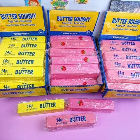 Slow Rising PU Foam Butter Bar Squishy Toy Strawberry Scented Stress Relief Fidget Toy Soft Texture Sensory Toy For Kids Adults