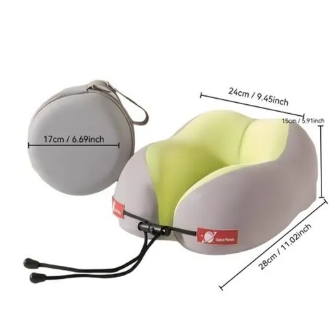Memory Foam Travel Neck Pillow Portable Double Hump U-Shaped Pillow For Airplane Office Nap Breathable Ice Silk Support Pillow