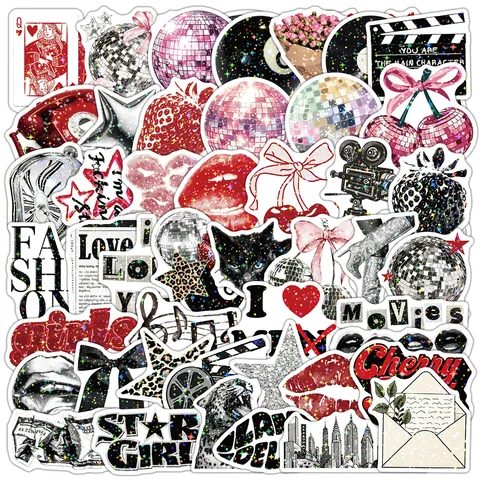 Downtown Girl Aesthetic Graffiti Stickers Waterproof Holographic Star Film Decals For Laptop Phone Journal Luggage DIY Decoration