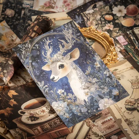 Wandering Time Collection Vintage Decorative Material Paper Floral Deer Gothic Scrapbooking DIY Junk Journaling Supplies Collage Paper