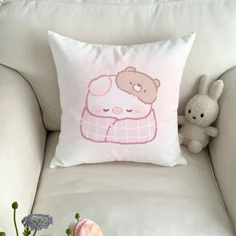 Süßes Cartoon Schlafendes Schwein Dekokissen Plüsch Sofa Kissen Abnehmbar Waschbar Rückenlehne Kissen Für Wohnzimmer Schlafzimmer Deko