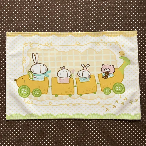 Cute Cartoon Rabbit Faux Linen Place Mat Heat Resistant Rectangular Table Mat For Kitchen Dining Room Home Decoration